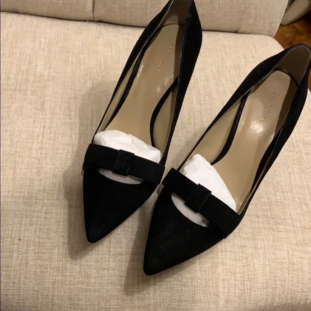 Ann Taylor Odette Suede Black Bow Pumps